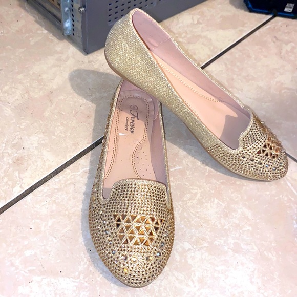 forever comfort Shoes - Forever Comfort Ballet Flats Champagne Rhinestones Women's Size 9